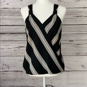 Inc. Size 6 Black and white. Mock wrap front.  Button closure at neck